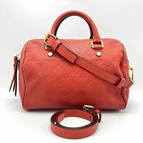 LV 紅色全皮speedy25手提肩背包 25*17*15 98新配件塵袋