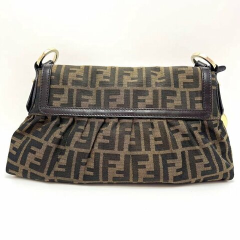 FENDI 雙F老花磁吸開合元寶腋下包32*16*5 98新配件塵袋