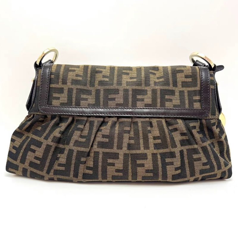 FENDI 雙F老花磁吸開合元寶腋下包32*16*5 98新配件塵袋-0