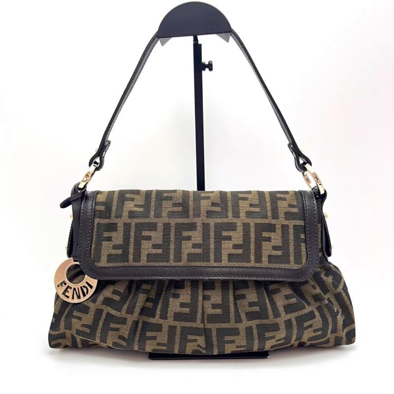 FENDI 雙F老花磁吸開合元寶腋下包32*16*5 98新配件塵袋-4