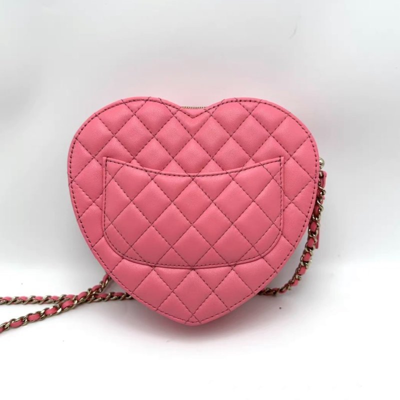 CHANEL 22S粉色愛心大號肩背斜背包18*16.5*5.5 99新配件塵袋-4