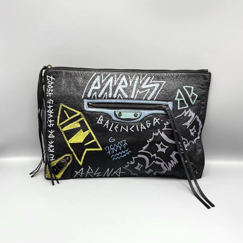 BALENCIAGA 塗鴉彩繪手拿包 34*23*1 98新配件塵袋-0
