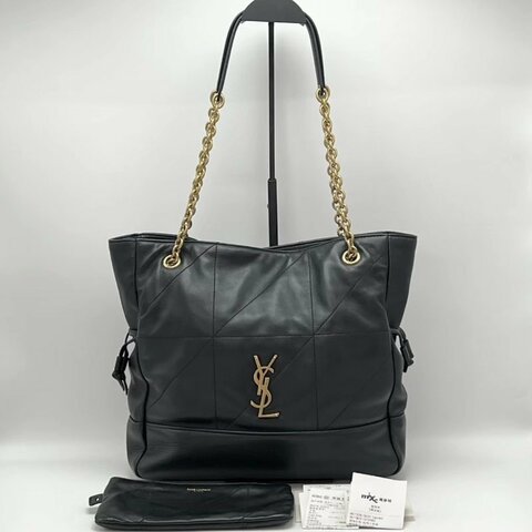 YSL 新款黑金羊皮福袋托特子母肩背斜背包 30*28*8 98新配件購證塵袋