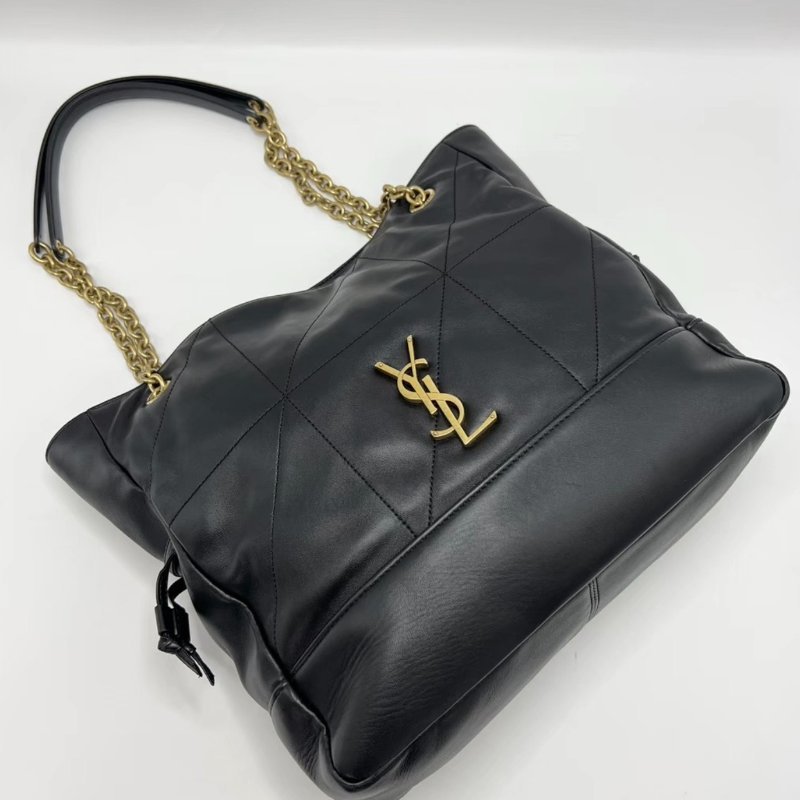 YSL 新款黑金羊皮福袋托特子母肩背斜背包 30*28*8 98新配件購證塵袋-2