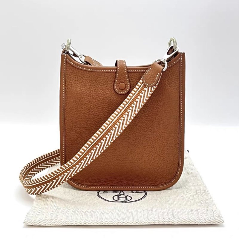 HERMES 金棕銀 mini伊芙琳肩背斜背包18*19.5*5.5 98新配件盒子塵袋購證-5