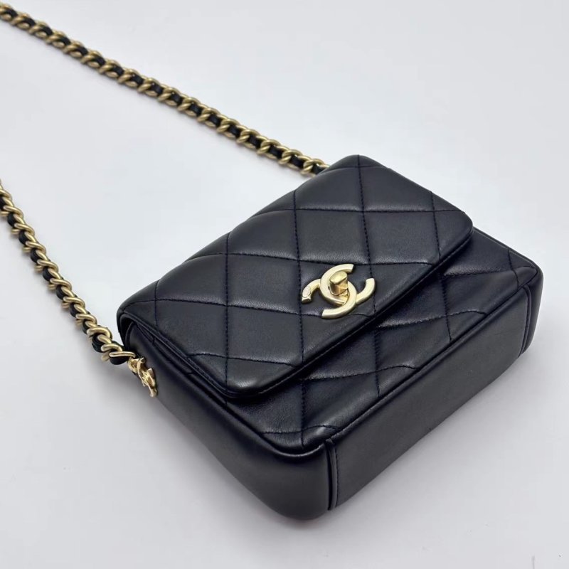 CHANEL 黑金21B雕花字母方胖子 17*14*6 98新配件塵袋-4