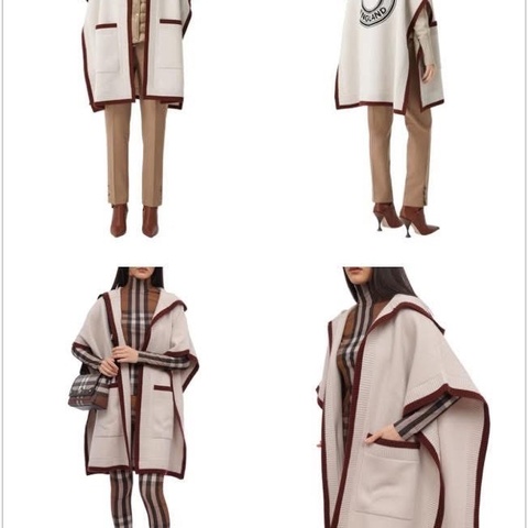 BURBERRY英國帆布色徽標圖案連帽披肩