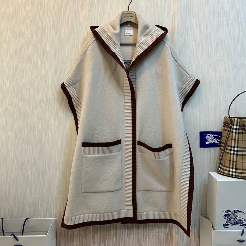 BURBERRY英國帆布色徽標圖案連帽披肩-2