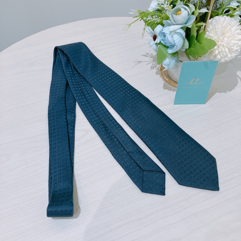 TK1879 愛馬仕深藍H字花紋領呔Hermes Faconnee H Tie Slik Marine-10