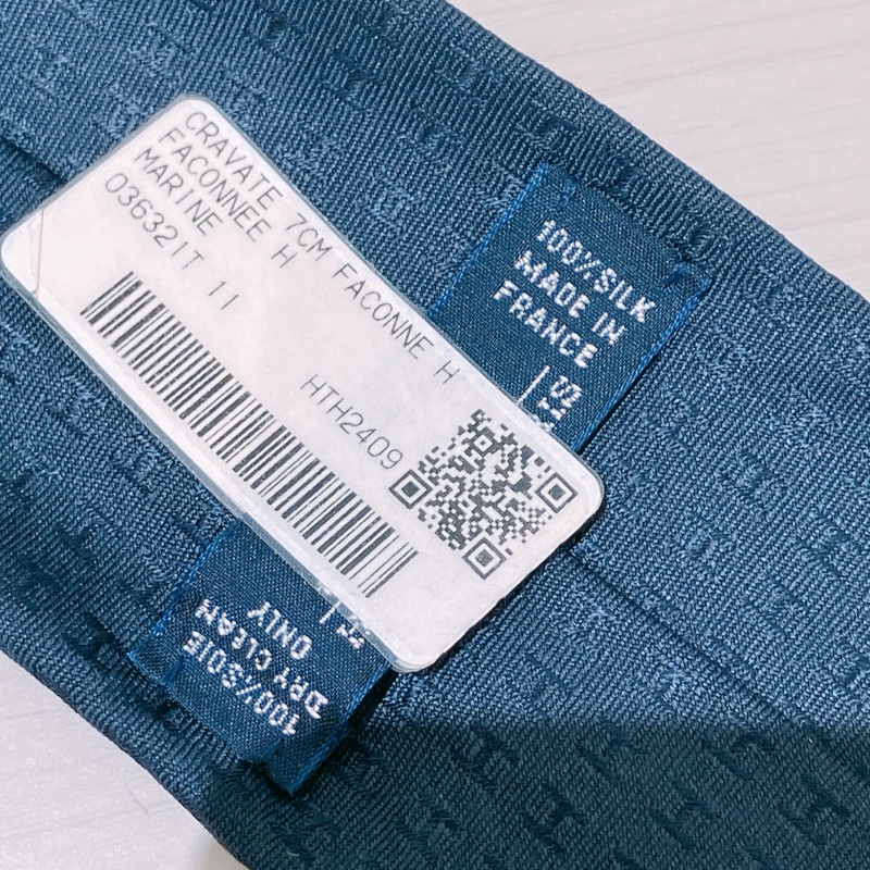 TK1879 愛馬仕深藍H字花紋領呔Hermes Faconnee H Tie Slik Marine-20
