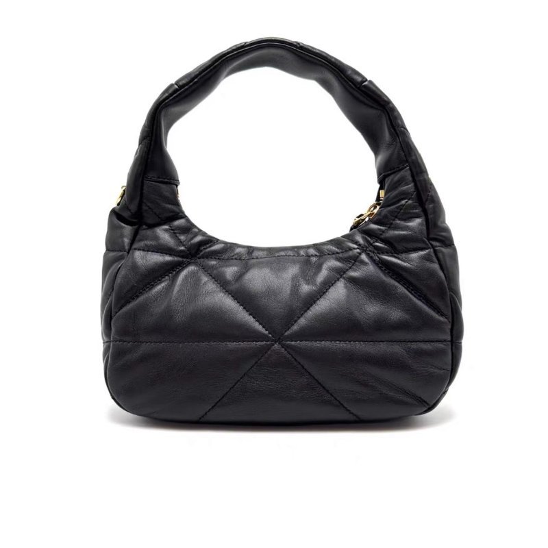 PRADA 新款黑金羊皮hobo肩背腋下包21*13*7 98新配件塵袋-5