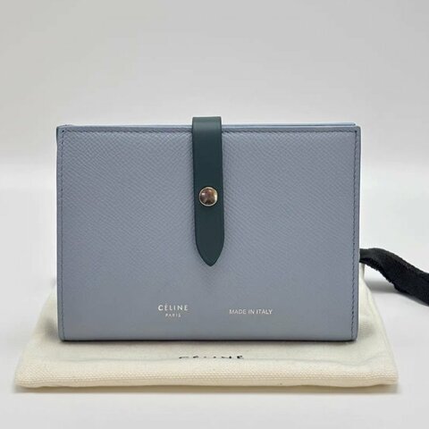 CELINE 藍色按扣折疊錢包14*10*2 98新配件塵袋