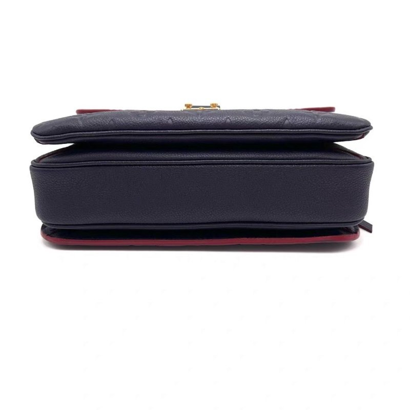 LV 深海藍拼紅色全皮郵差斜背包25*19*7 98新配件塵袋-3