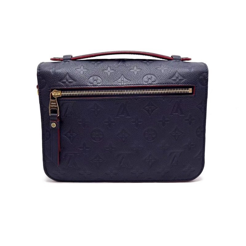 LV 深海藍拼紅色全皮郵差斜背包25*19*7 98新配件塵袋-5