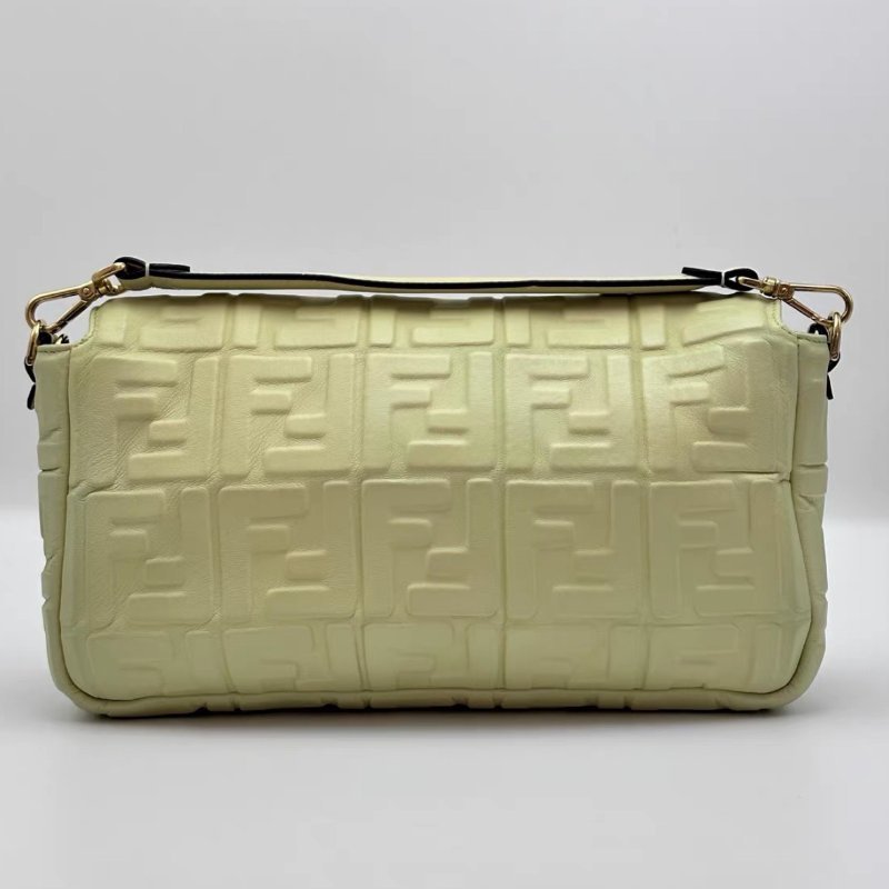 FENDI 米黃色金扣雙F大號肩背斜背法棍包 31*15*5 98新配件塵袋-5