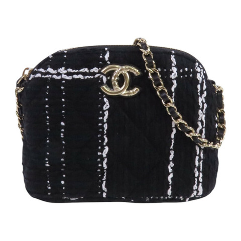 CHANEL 斜紋軟呢Chain Shoulder Bag金扣鏈帶肩背袋