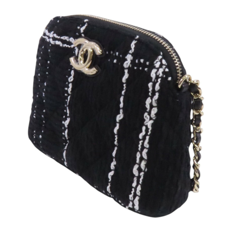 CHANEL 斜紋軟呢Chain Shoulder Bag金扣鏈帶肩背袋-2