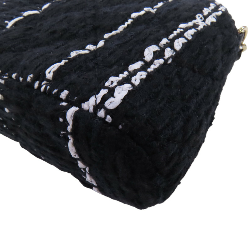 CHANEL 斜紋軟呢Chain Shoulder Bag金扣鏈帶肩背袋-11