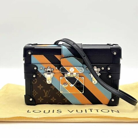 LV 限定條紋老花硬盒子肩背斜背包19*12*5 98新配件塵袋
