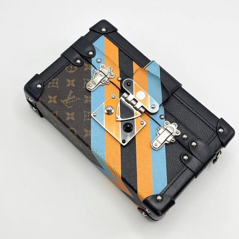 LV 限定條紋老花硬盒子肩背斜背包19*12*5 98新配件塵袋-2