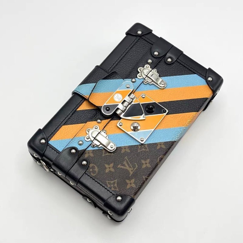 LV 限定條紋老花硬盒子肩背斜背包19*12*5 98新配件塵袋-4