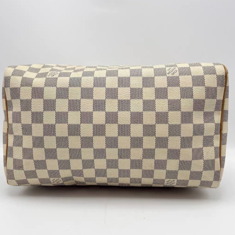 LV speedy30白棋盤格手提包30*20*17 98新配件絲巾塵袋-3