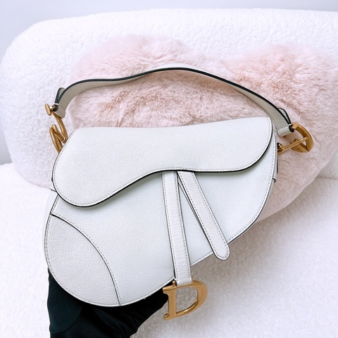 Dior saddle 中號灰白色馬鞍包