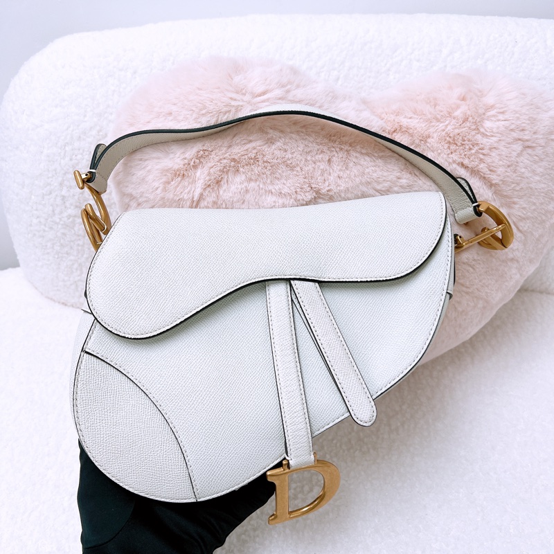Dior saddle 中號灰白色馬鞍包-0