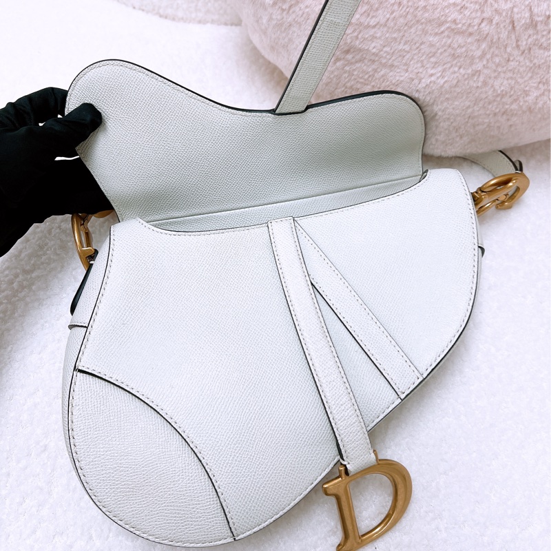 Dior saddle 中號灰白色馬鞍包-10