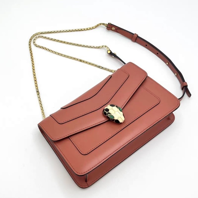 BVLGARI 橘色 Serpenti Forever蛇頭肩背斜背包22*13*5 98新配件塵袋鏡子保卡-4