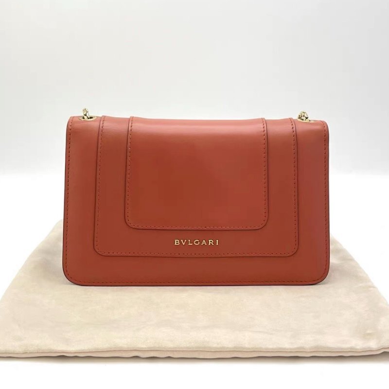 BVLGARI 橘色 Serpenti Forever蛇頭肩背斜背包22*13*5 98新配件塵袋鏡子保卡-5