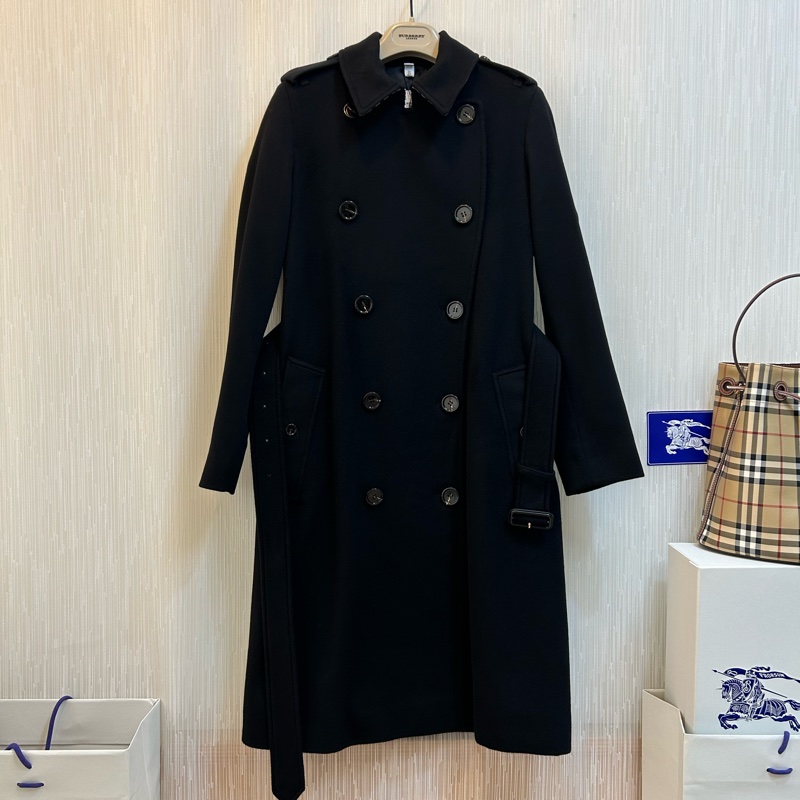 BURBERRY英國黑色羊絨大衣UK4-3