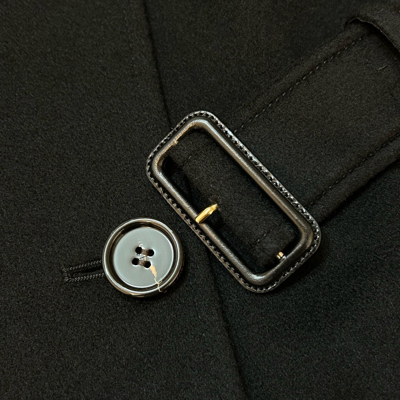 BURBERRY英國黑色羊絨大衣UK4-6