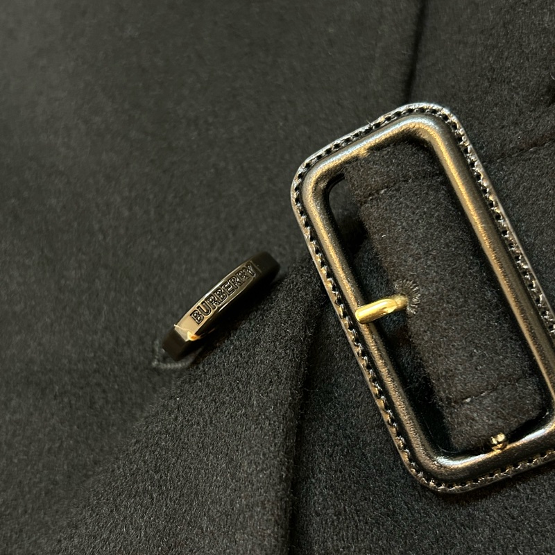 BURBERRY英國黑色羊絨大衣UK4-7