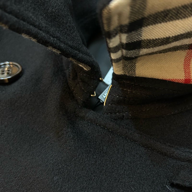 BURBERRY英國黑色羊絨大衣UK4-9