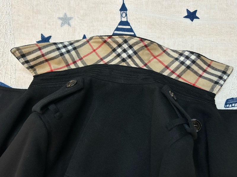 BURBERRY英國黑色羊絨大衣UK4-11