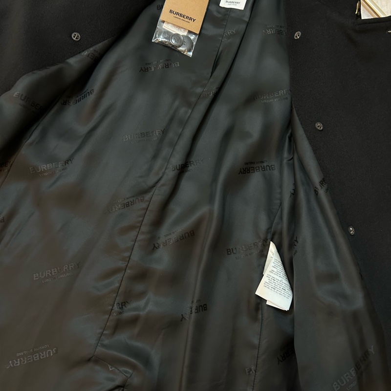 BURBERRY英國黑色羊絨大衣UK4-12