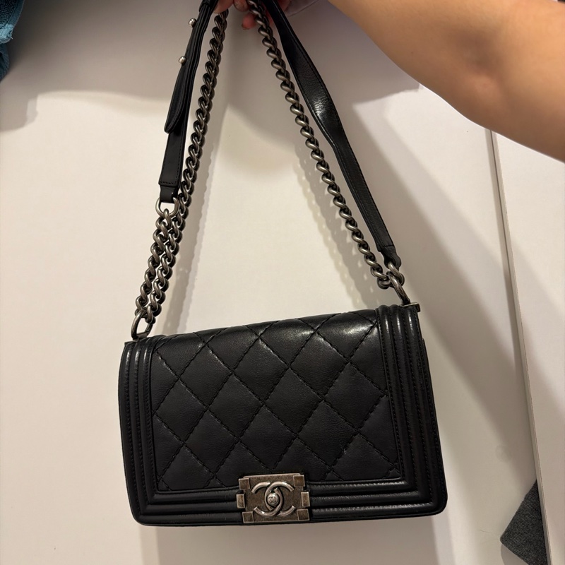 Chanel leboy 銀25公分-黑色-8