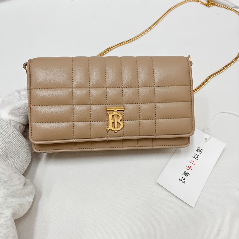 莉亞精品♡Burberry 米色鏈條包 Lola奶茶色 二手-2