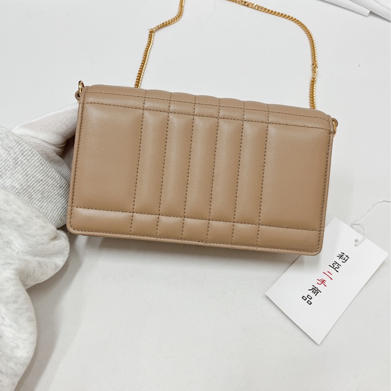 莉亞精品♡Burberry 米色鏈條包 Lola奶茶色 二手-3