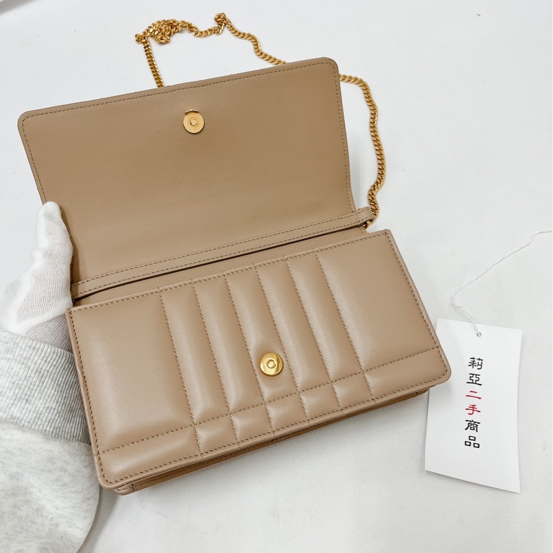莉亞精品♡Burberry 米色鏈條包 Lola奶茶色 二手-12