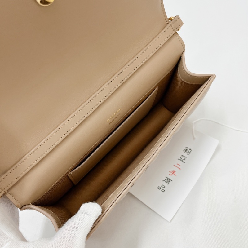 莉亞精品♡Burberry 米色鏈條包 Lola奶茶色 二手-14
