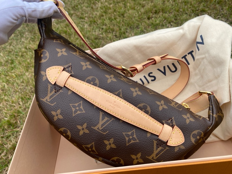 全新絕版LV老花BUMBAG MM MNG WN金釦第一代腰包胸口包M43644-2