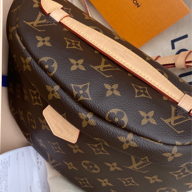 全新絕版LV老花BUMBAG MM MNG WN金釦第一代腰包胸口包M43644-7