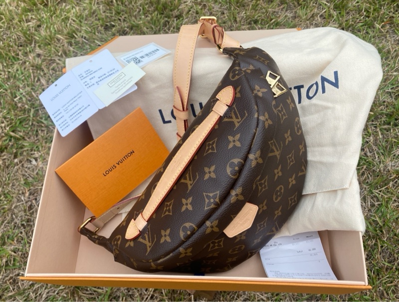 全新絕版LV老花BUMBAG MM MNG WN金釦第一代腰包胸口包M43644-8