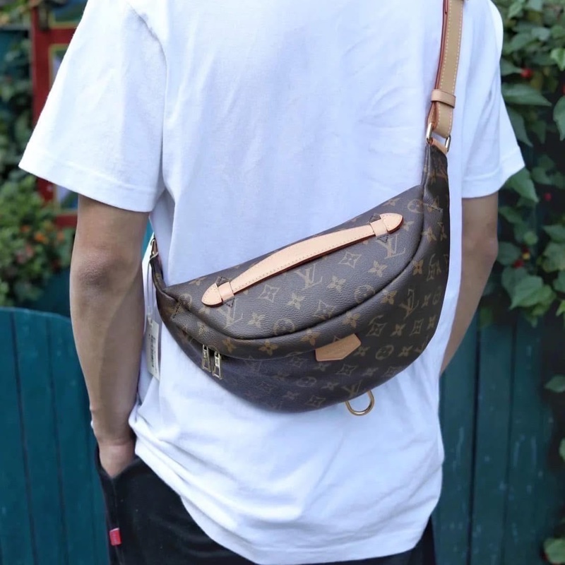 全新絕版LV老花BUMBAG MM MNG WN金釦第一代腰包胸口包M43644-20