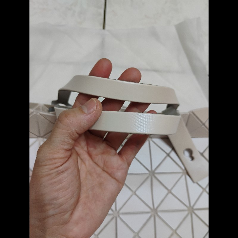 Issey Miyake baobao三宅6×6 白×米白拉布布款肩背包-10