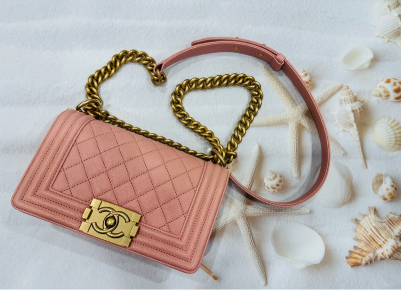 優質二手 Chanel 香奈兒 Chanel boy 20荔枝牛皮金鏈-0