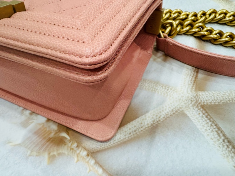 優質二手 Chanel 香奈兒 Chanel boy 20荔枝牛皮金鏈-3