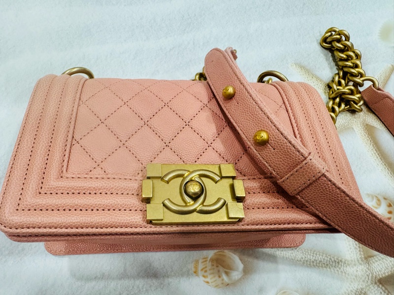 優質二手 Chanel 香奈兒 Chanel boy 20荔枝牛皮金鏈-6